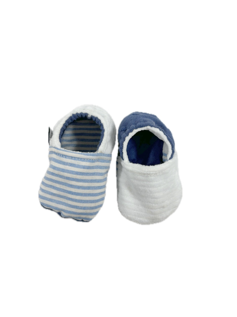 Box naissance chaussons & bavoir bandana Bleu rayé