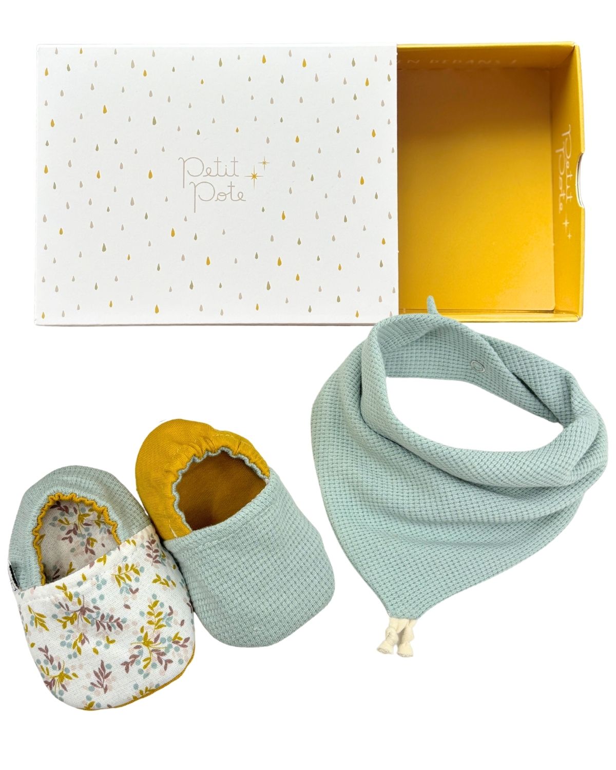 Box naissance Chaussons Bavoir - 6 motifs au choix