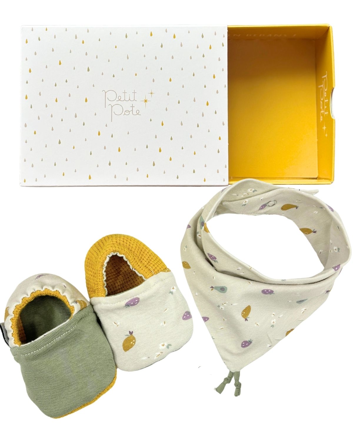 Box naissance Chaussons Bavoir - 6 motifs au choix