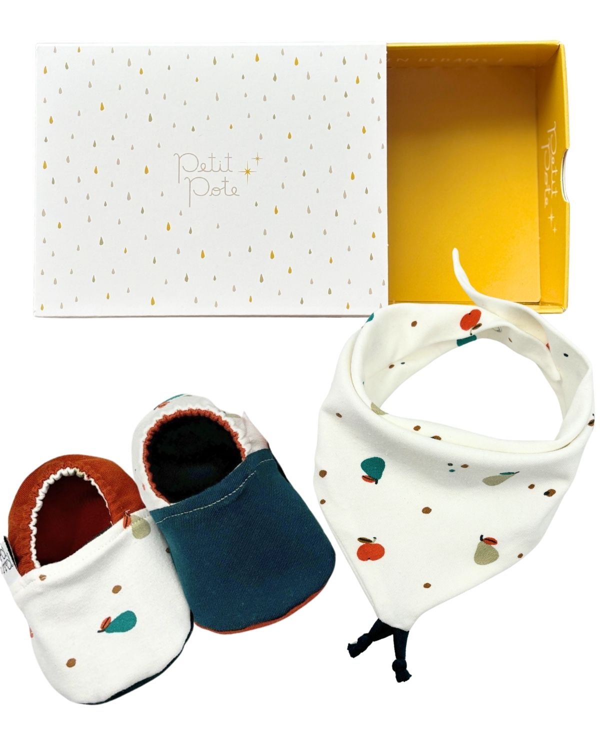 Box naissance Chaussons Bavoir - 6 motifs au choix