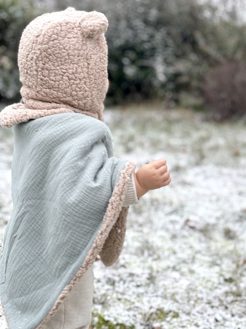 Poncho evolutif bebe enfant Vert de gris Sherpa