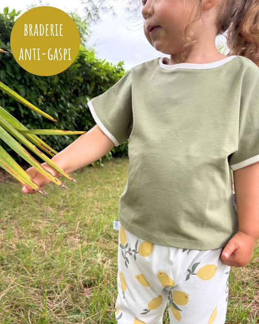 T-shirt enfant Jersey Kaki 3A (défaut ourlet)