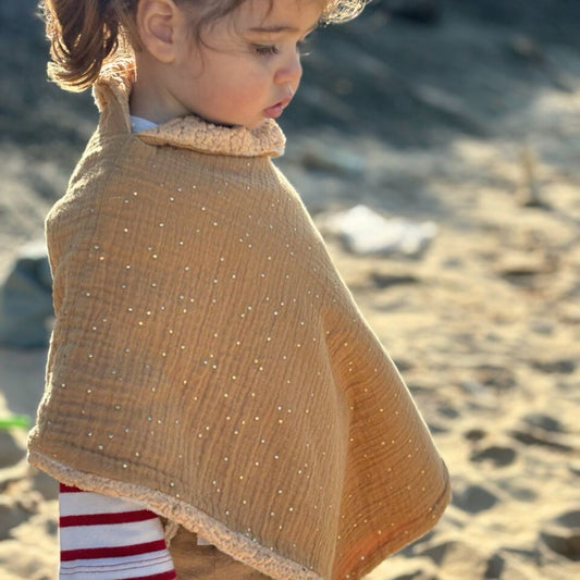 Poncho evolutif bebe enfant Camel Doré Sherpa