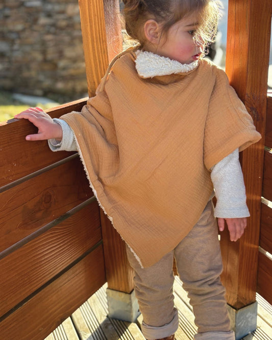 Poncho bébé enfant Camel