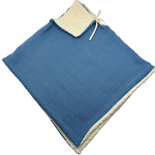 Poncho evolutif bebe enfant Bleu jeans BIO