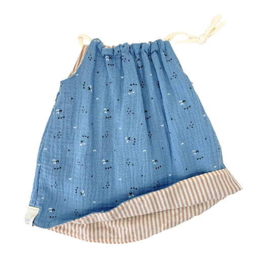 Robe bleue noisette gaze de coton Dernières pièces !