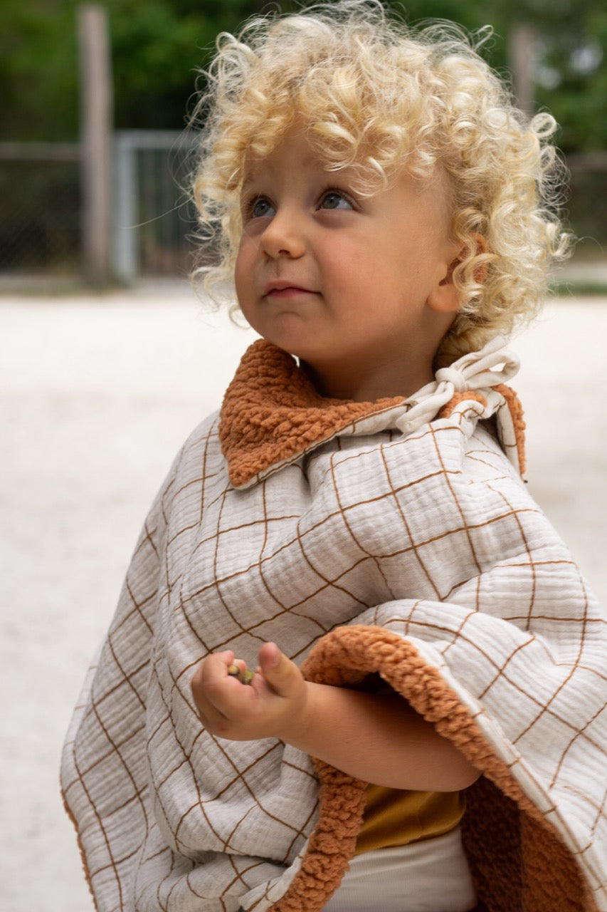 Poncho evolutif bebe enfant Carreaux Cassonade