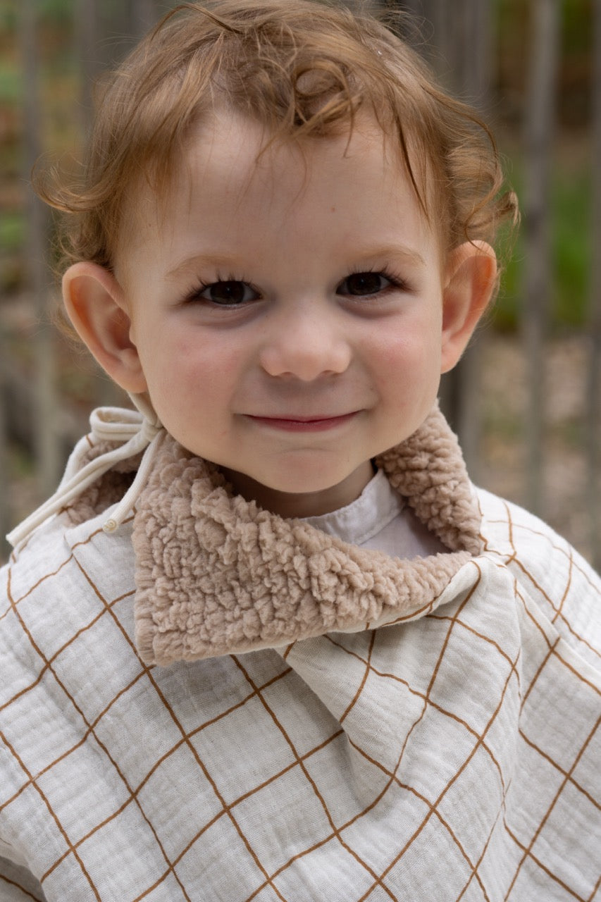 Poncho evolutif bebe enfant Carreaux Beige