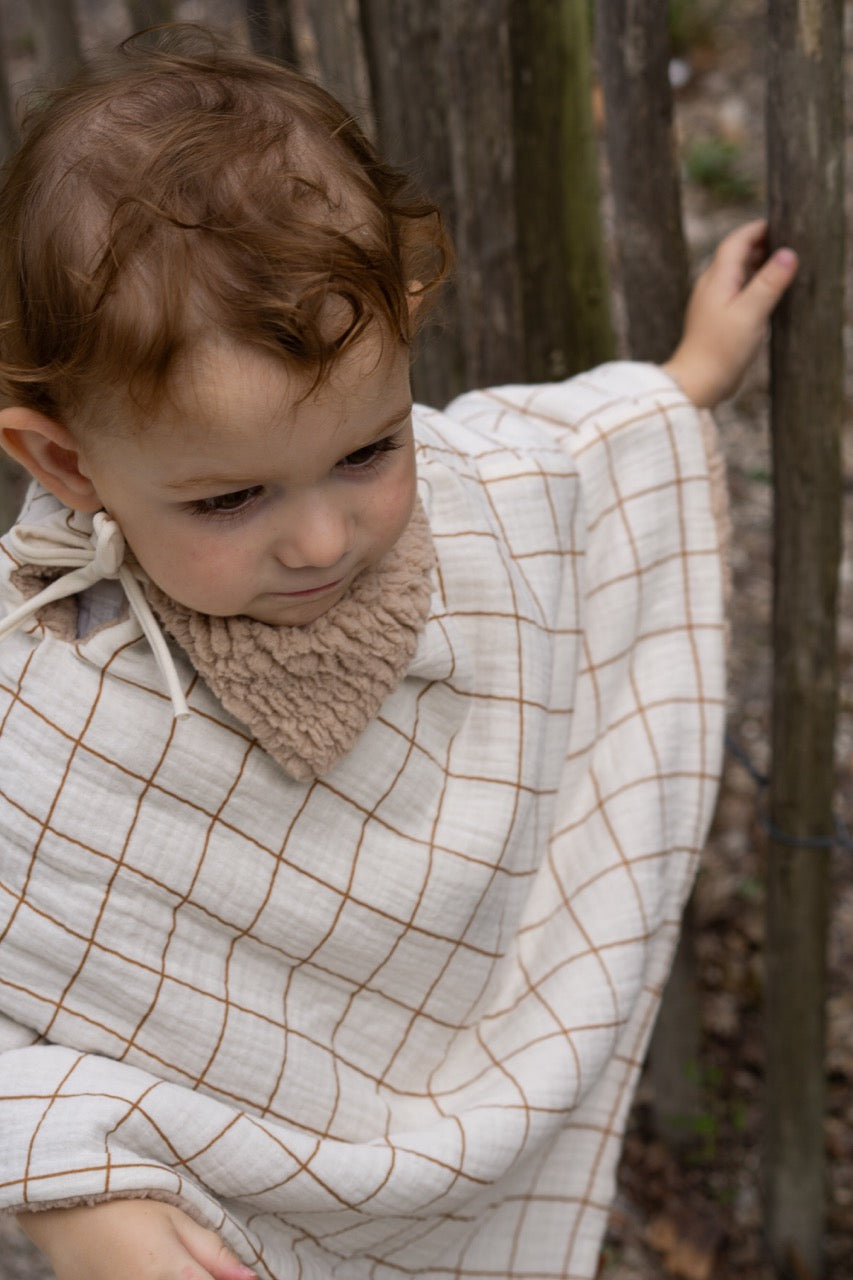 Poncho evolutif bebe enfant Carreaux Beige