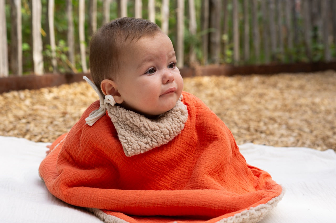 Poncho bébé enfant Orange Sanguine