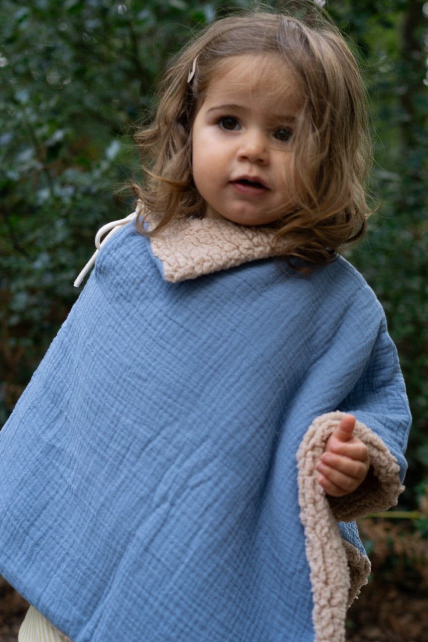 Poncho evolutif bebe enfant Bleu Jean