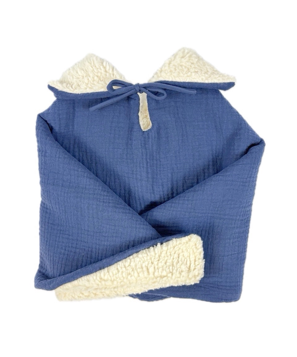 Poncho evolutif bebe enfant Bleu Peluche BIO