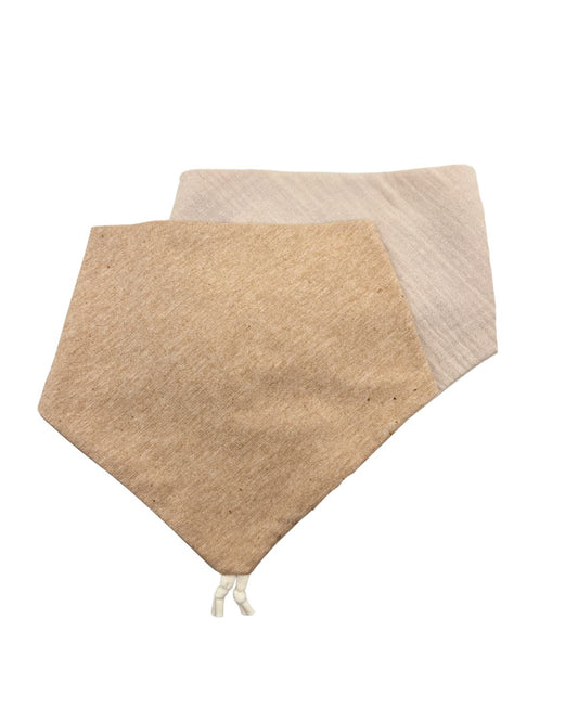 Bavoir bandana Beige Coton Bio - Lot de 2