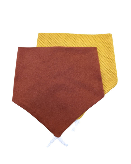 Bavoir bandana Toffee Moutarde - Lot de 2
