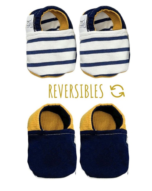 Chaussons souples bébé Marinière