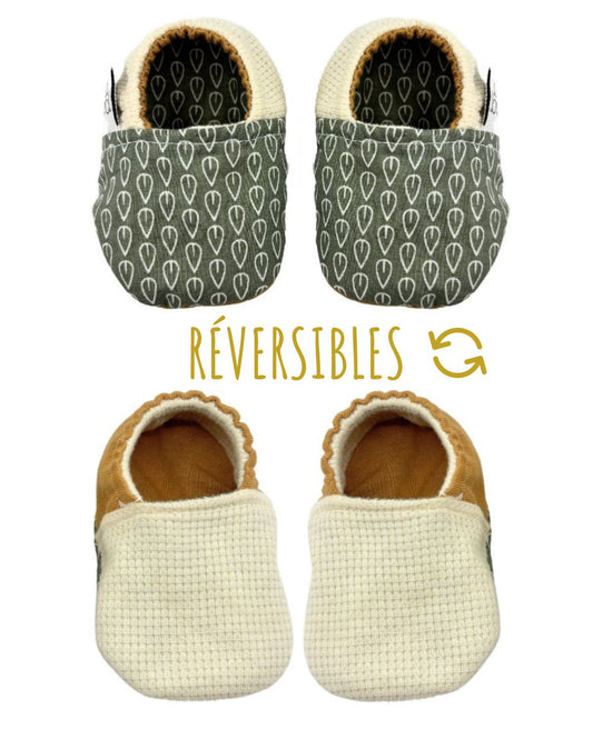 Chaussons souples bébé Sauge