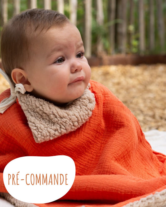 Poncho bébé enfant Orange Sanguine