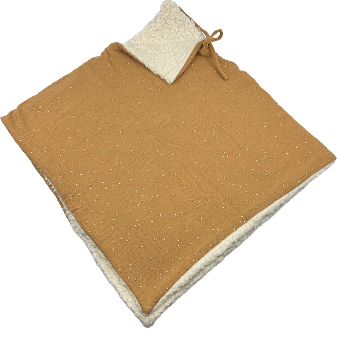 Poncho évolutif bébé enfant Camel doré peluche bio