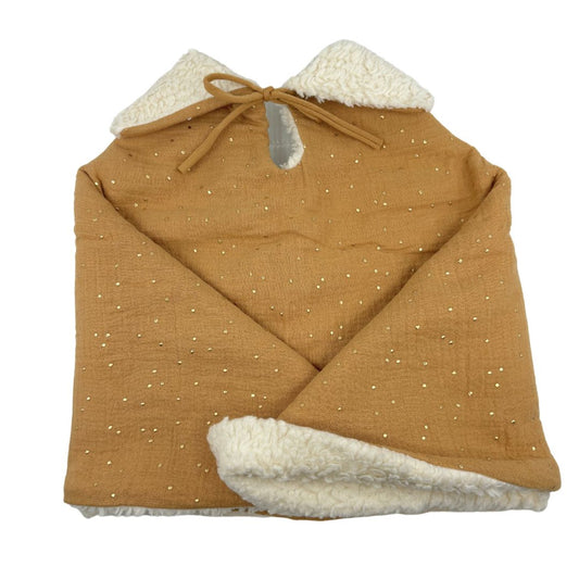 Poncho évolutif bébé enfant Camel doré peluche bio