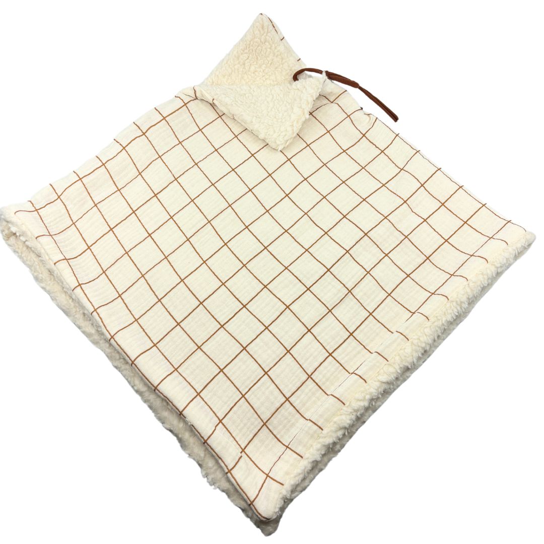 Poncho évolutif bébé enfant Carreaux Peluche BIO