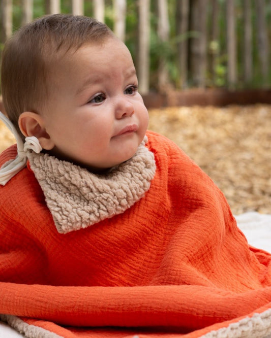 Poncho bébé enfant Orange Sanguine