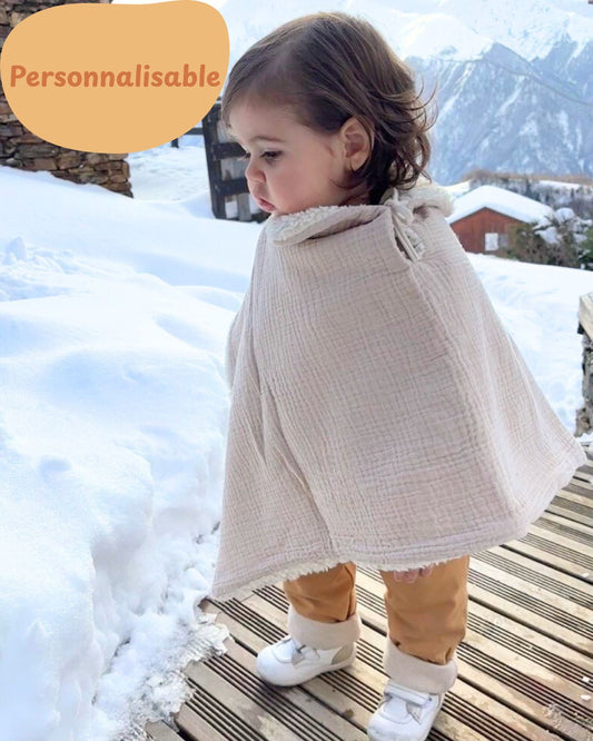Poncho bébé enfant personnalisé - Coton Bio - 4 coloris