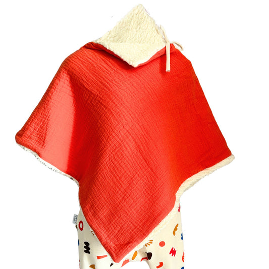 Poncho evolutif bebe enfant Orange Sanguine BIO