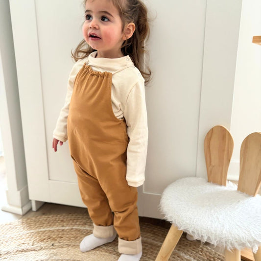 Salopette bebe Coton Camel Beige