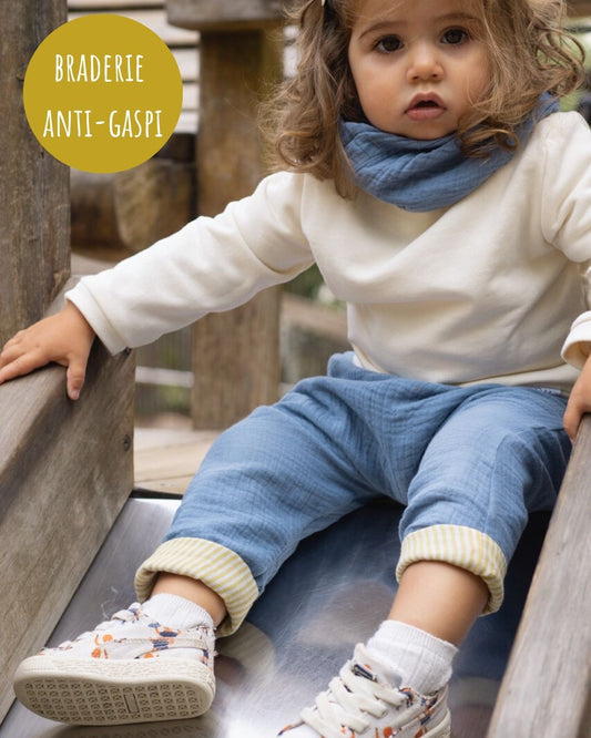 Sarouel léger Rayé Bleu Jaune 2-3 ans (erreur étiquette taille)