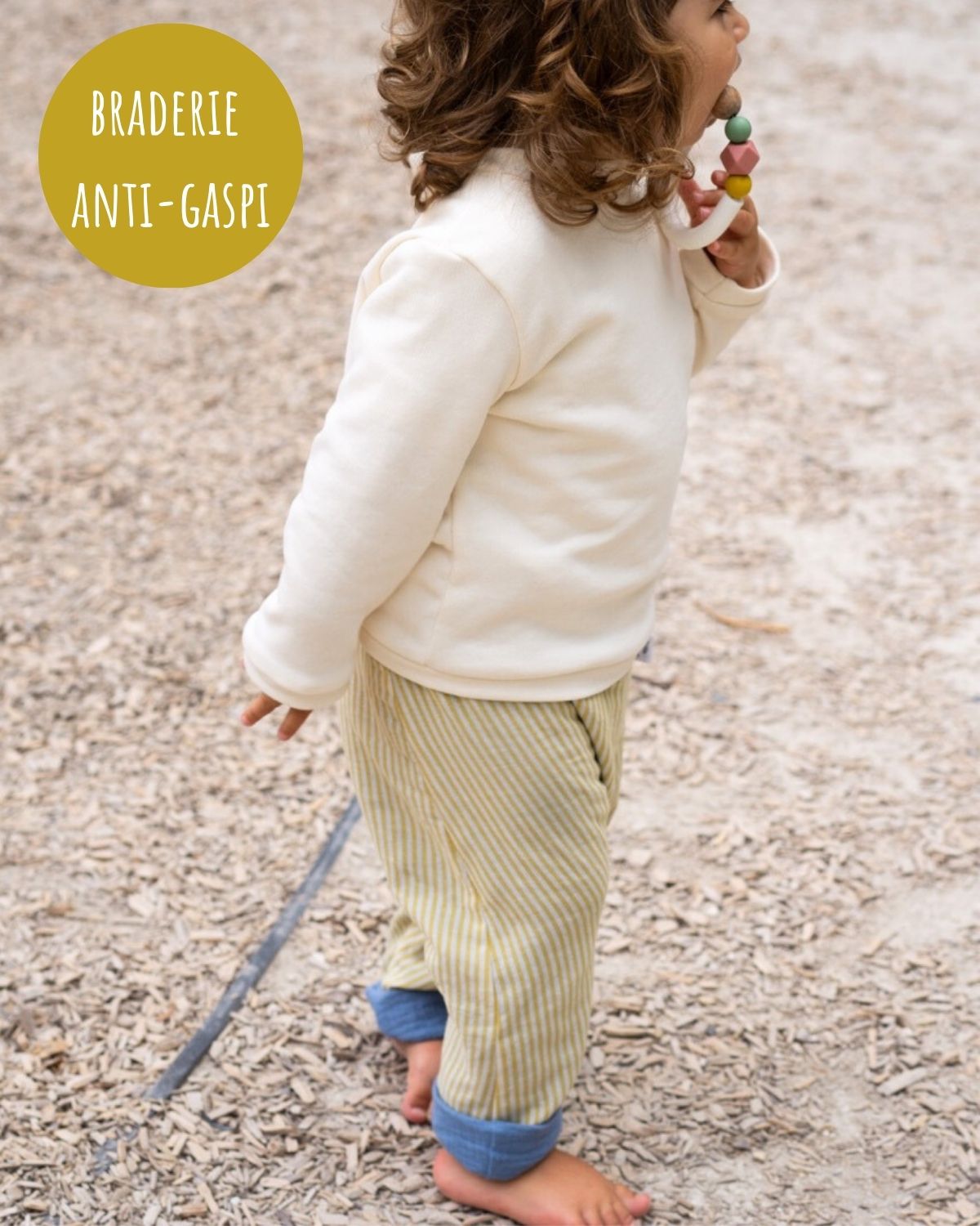 Sarouel léger Rayé Bleu Jaune 2-3 ans (erreur étiquette taille)