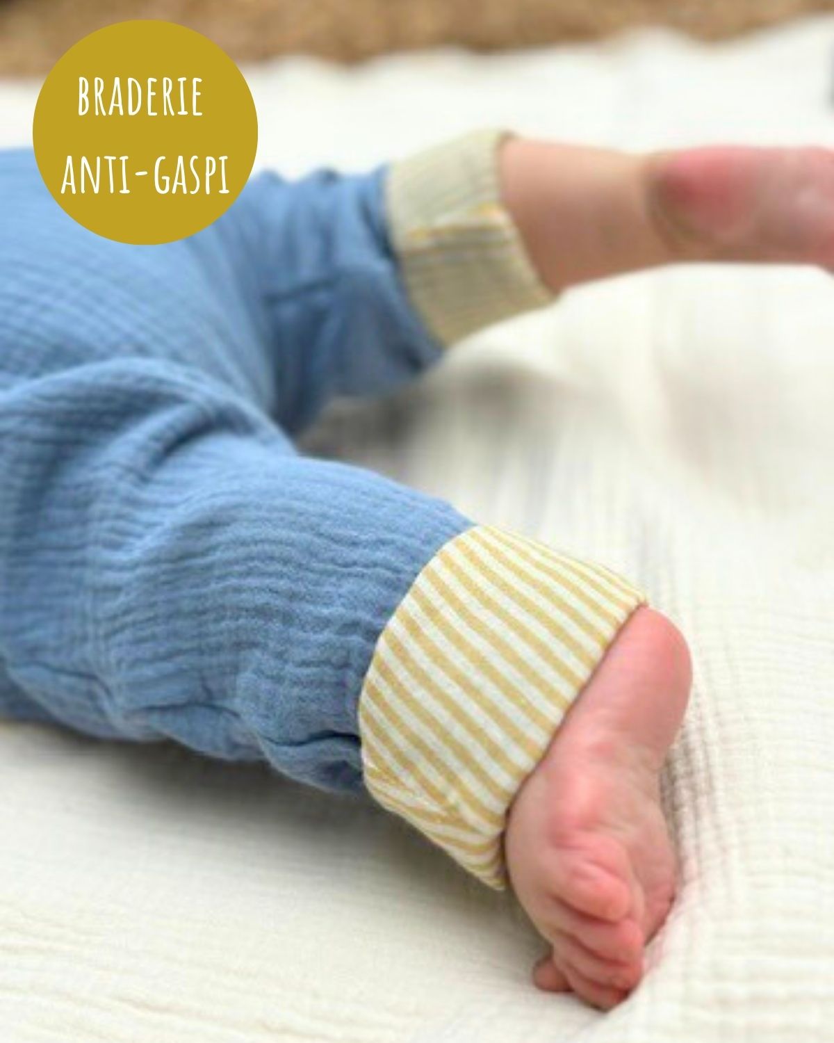 Sarouel léger Rayé Bleu Jaune 2-3 ans (erreur étiquette taille)