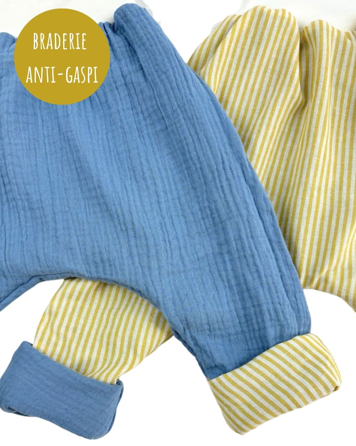 Sarouel léger Rayé Bleu Jaune 2-3 ans (erreur étiquette taille)