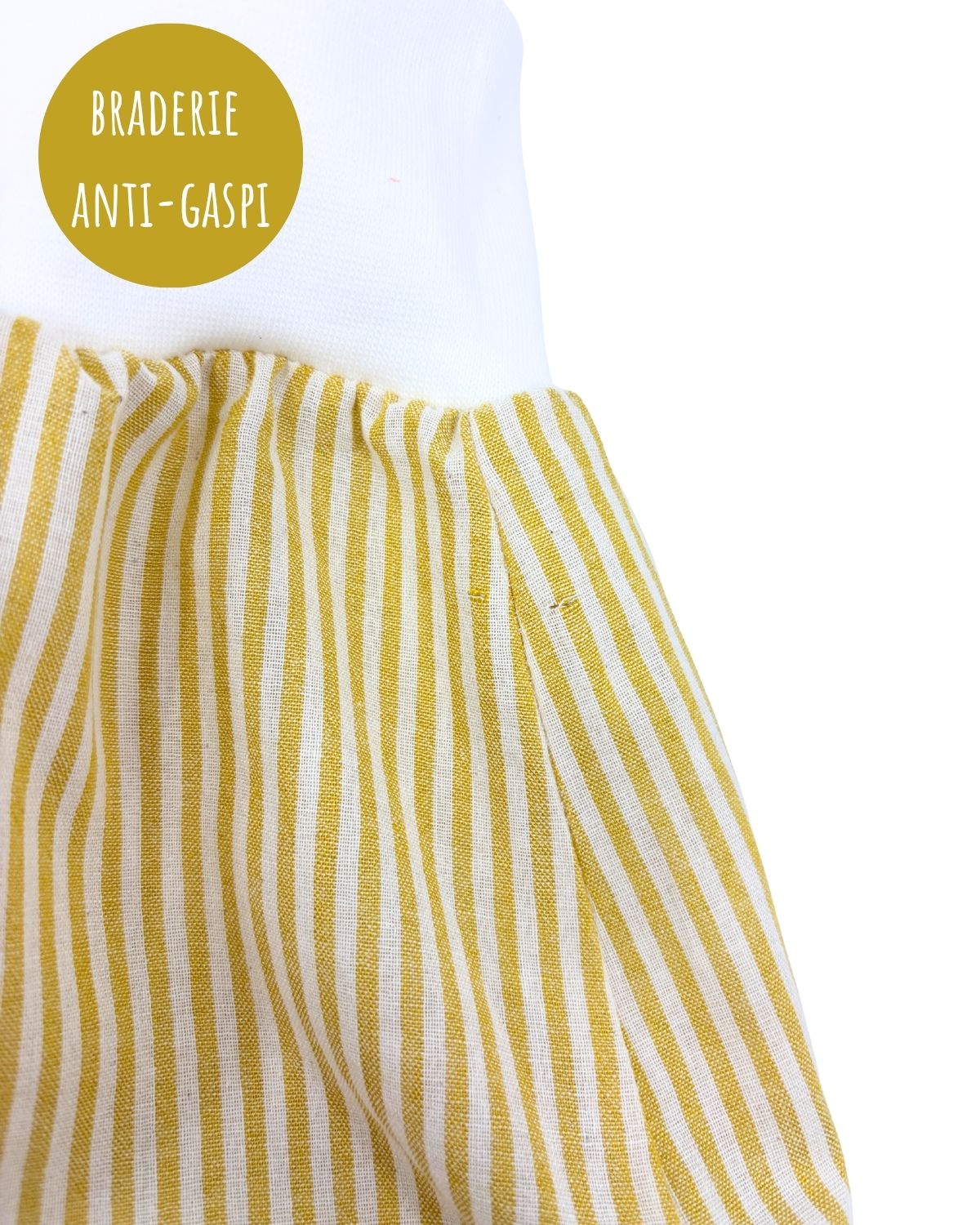 Short Coton Jaune rayé 6-12M (mini trou)