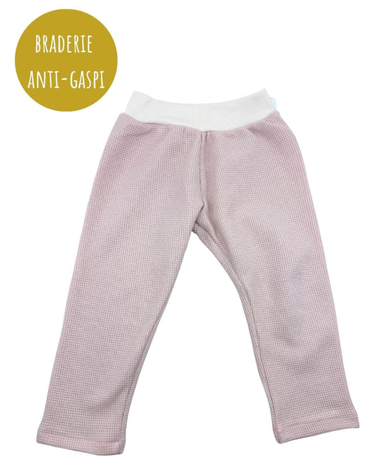 Pantalon Nid d'abeille Rose Pétale 12M