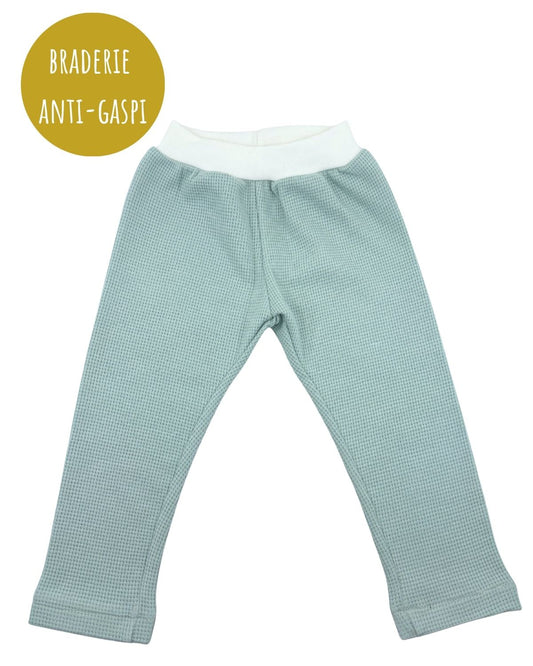 Pantalon Nid d'abeille Vert de gris 12M